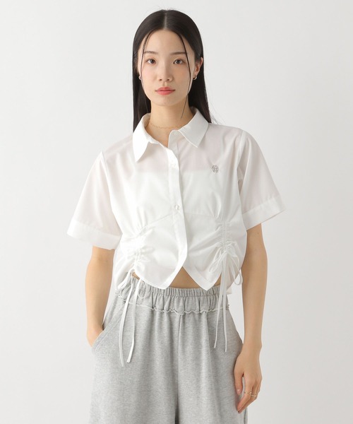 ドロワー半袖ブラウス Heather（ヘザー） ブラウス シャツ モチーフドロストシャツ（半袖