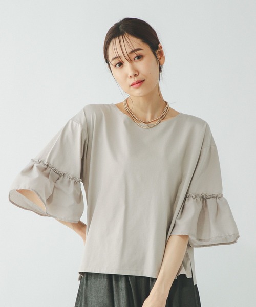 GLOBAL WORK（グローバルワーク） tシャツ リッチクリーン袖フレア5分