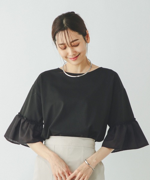 GLOBAL WORK（グローバルワーク） tシャツ リッチクリーン袖フレア5分