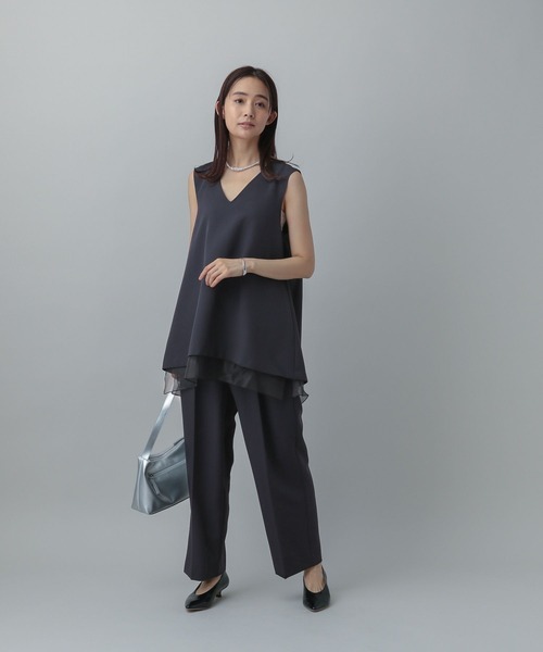プリーツプリーズ　黒 Vネック ノースリーブ チュニック PLEATS PLEASE ISSEY MIYAKE - PLEATS PLEASE(プリーツプリーズ
