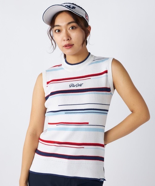 ブラウス シャツ 「FILA GOLF/フィラゴルフ」レディースノースリーブニットシャツ　ゴルフ レディース