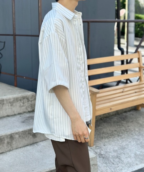 link lot シャツ ストライプBIGレギュラーカラーシャツ メンズ