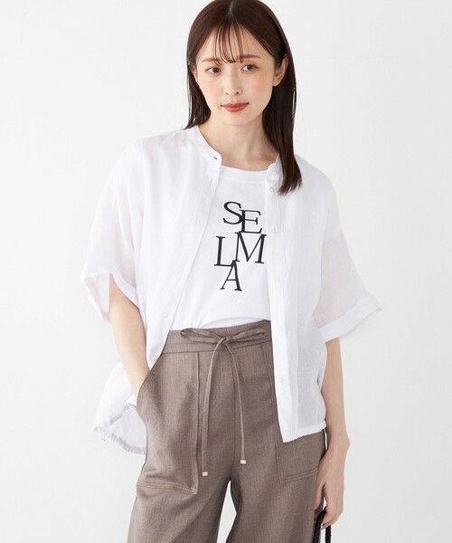 ブラウス シャツ SHIPS Colors:「洗濯機可能」ユーロリネン (EURO Linen) ボクシー シャツ レディース SHIPS Colors ブラウス シャツ Colors:「洗濯機可能」ユーロ