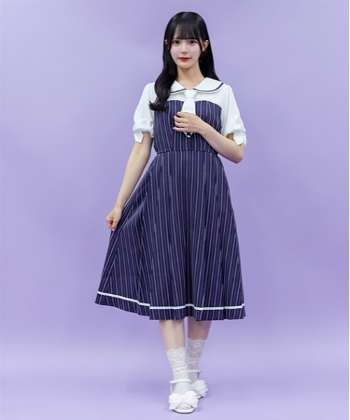 axes femme POETIQUE ワンピース ストライプドッキング