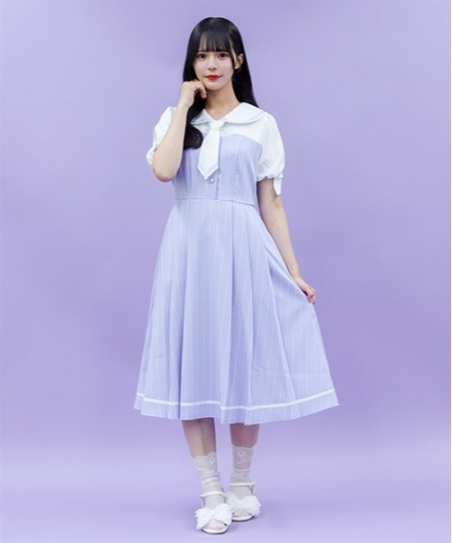 axes femme POETIQUE ワンピース ストライプドッキング