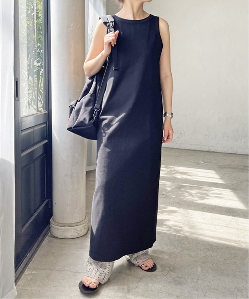 Spic&Span 天竺アメスリロングワンピース ブラウン 38 Spick&Span ワンピース 「追加」天竺アメスリロングワンピース