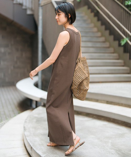 Spick and Span 天竺アメスリロングワンピース ブラウン 36 Spick&Span ワンピース 「追加」天竺アメスリロングワンピース