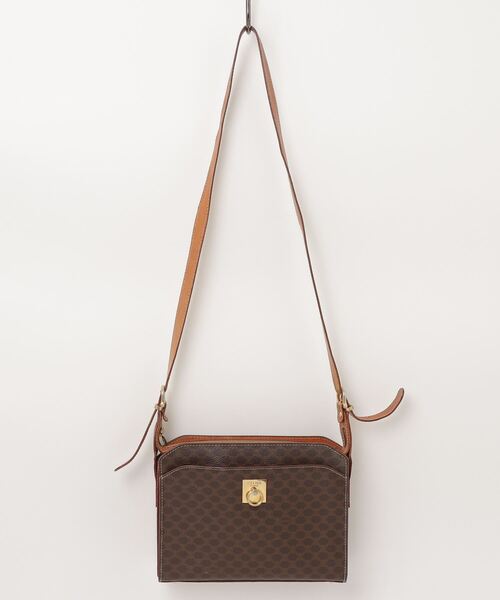 CELINE ブラウンレザー ショルダーバッグ 美品】CELINE ブラウンレザー ショルダーバッグ