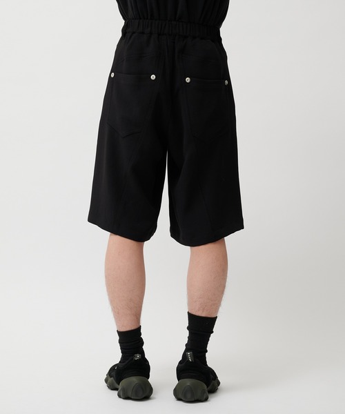 スラックス　ブラックショーツ CONZ スラックス PANEL CUT WIDE SHORTS/パネルカッティング/ショート