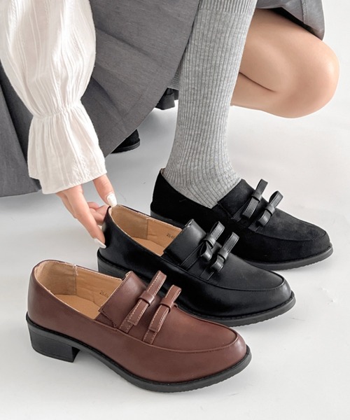 Shoes in Closet（シュークロ） ローファー 超軽量厚底 ダブル リボン