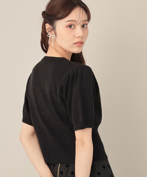 Couture Brooch / クチュールブローチ パターンメッシュ半袖カーディガン パターンメッシュ半袖カーディガン（カーディガン/ボレロ