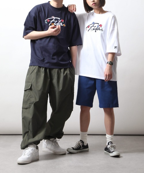 「FILA」 半袖Tシャツ MEDIUM ネイビー レディース_画像2