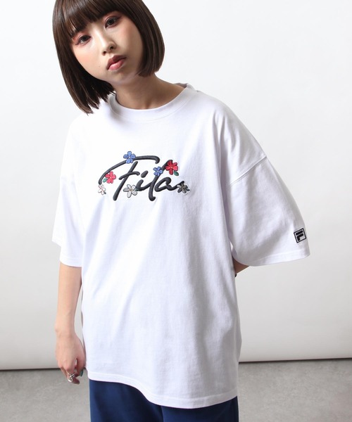 「FILA」 半袖Tシャツ MEDIUM ネイビー レディース_画像8