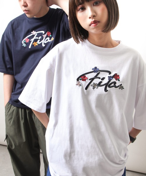 「FILA」 半袖Tシャツ MEDIUM ネイビー レディース_画像9