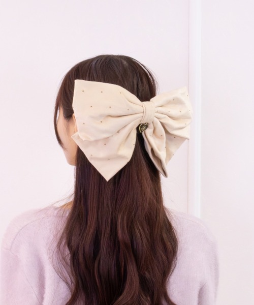 LAFARY（ラファリー） ヘアクリップ ゴールドスタッズリボンバレッタ