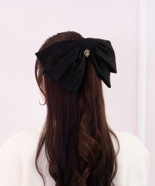 LAFARY（ラファリー） ヘアクリップ ゴールドスタッズリボンバレッタ