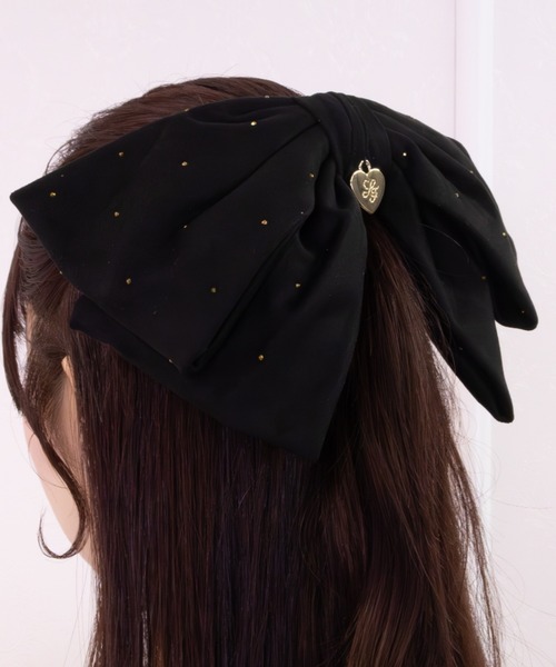LAFARY（ラファリー） ヘアクリップ ゴールドスタッズリボンバレッタ