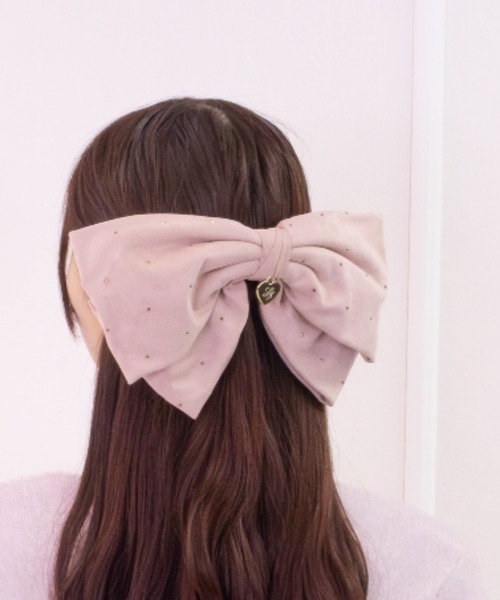 LAFARY（ラファリー） ヘアクリップ ゴールドスタッズリボンバレッタ