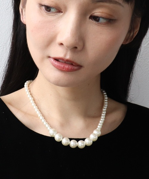 【TK】美品 ロングパールネックレス/ブレスレッド/クリップ 3点セット Three Four Time（スリーフォータイム） ネックレス MIXパール3連