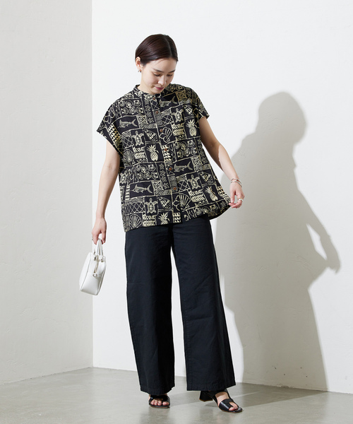 「TWO PALMS」 半袖シャツ MEDIUM ブラウン レディース_画像9
