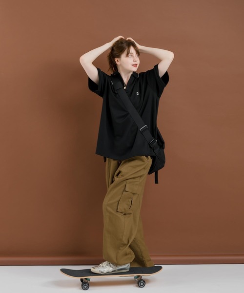 「MUHET」 半袖ポロシャツ MEDIUM ブラック レディース_画像4