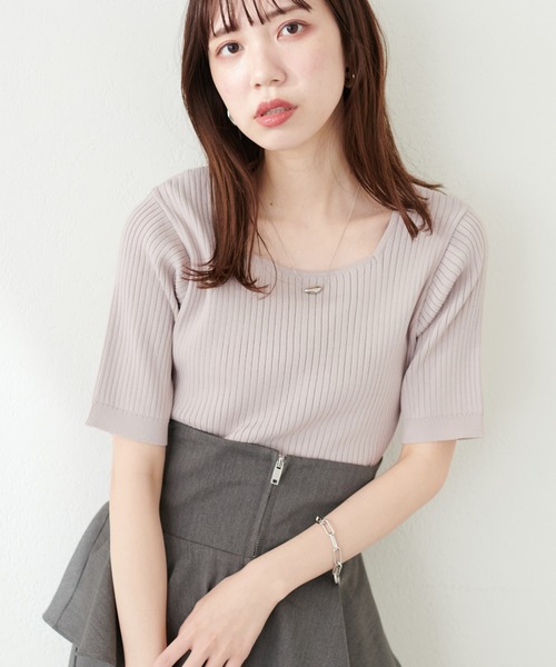 「natural couture」 半袖ニット FREE アイボリー レディース_画像3