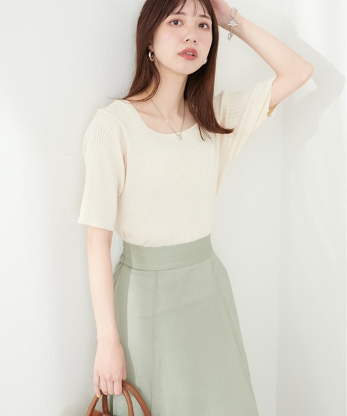 「natural couture」 半袖ニット FREE アイボリー レディース_画像9