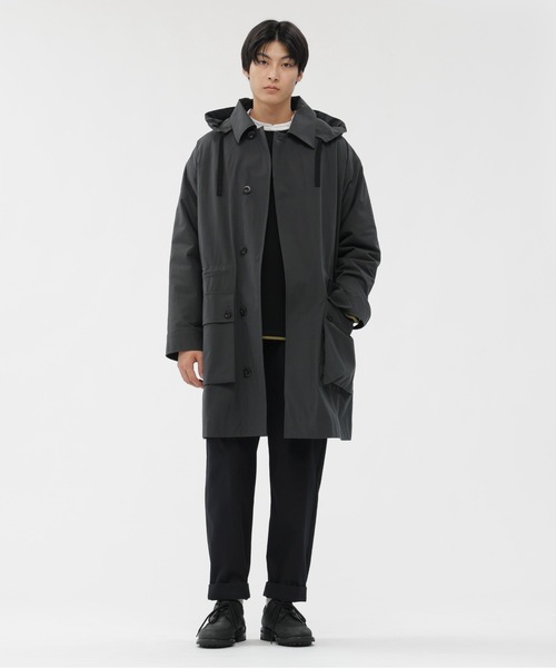 【美品】MHL ブラック ダウンコート サイズL〜XL MHL.（エムエイチエル） ダウンジャケット ダウン BRUSHED COTTON