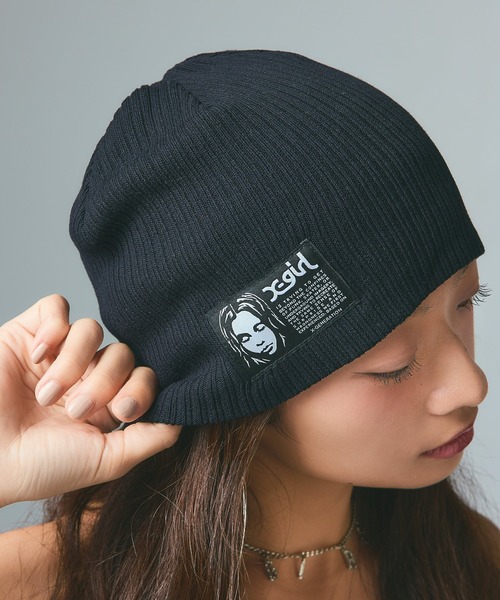 X-girl（エックスガール） ニット帽 ニットキャップ FACE LABEL BEANIE