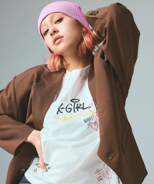 X-girl（エックスガール） ニット帽 ニットキャップ FACE LABEL BEANIE