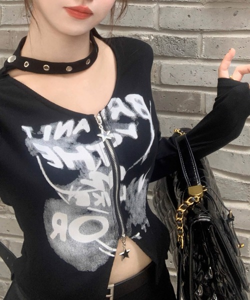 「.KOM」 長袖カットソー FREE ブラック レディース_画像8