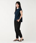 パンツ 麻混 ジョグ パンツ レディースの詳細画像1