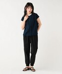 パンツ 麻混 ジョグ パンツ レディースの詳細画像2