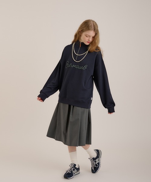 「MUHET」 スウェットカットソー MEDIUM ネイビー レディース_画像4