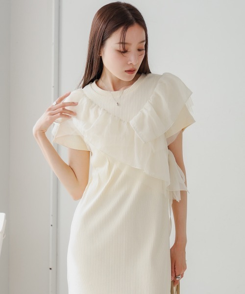 「Bab」 半袖ワンピース M アイボリー レディース_画像2
