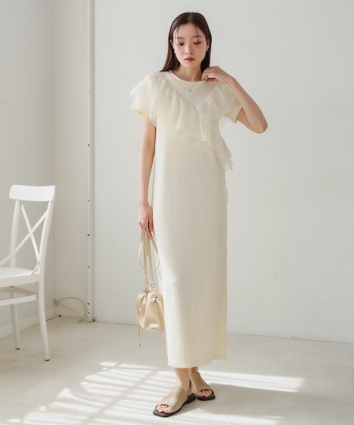 「Bab」 半袖ワンピース M アイボリー レディース_画像3