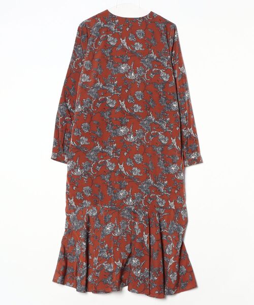 「FROMFIRST musee」 花柄長袖ワンピース FREE ブラウン レディース_画像2
