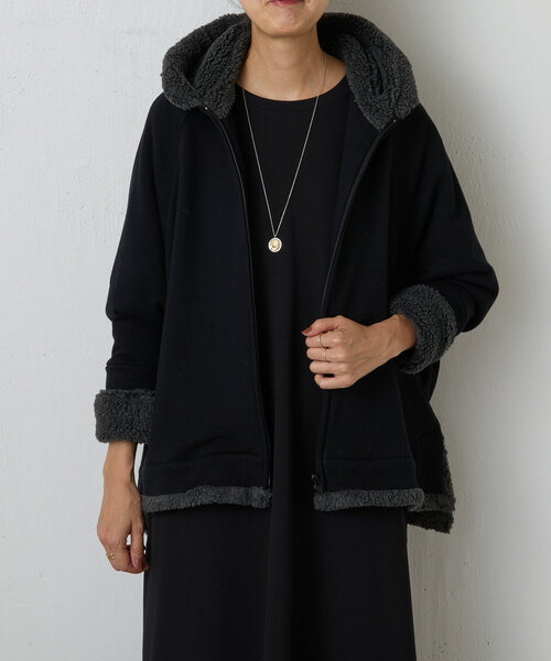 「BEARDSLEY」 ジップアップパーカー FREE ブラック レディース_画像2