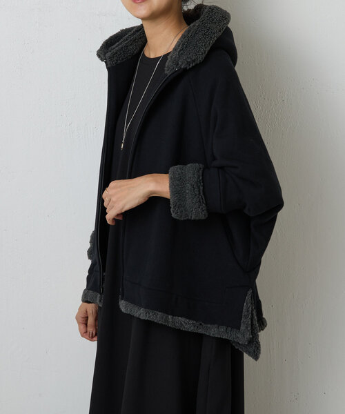 「BEARDSLEY」 ジップアップパーカー FREE ブラック レディース_画像3