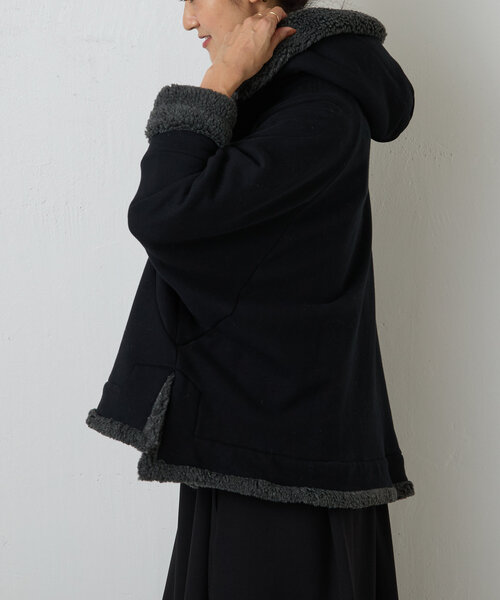 「BEARDSLEY」 ジップアップパーカー FREE ブラック レディース_画像4