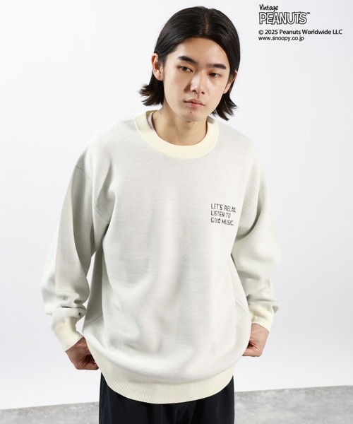 「PEANUTS」 長袖ニット MEDIUM ネイビー メンズ_画像3