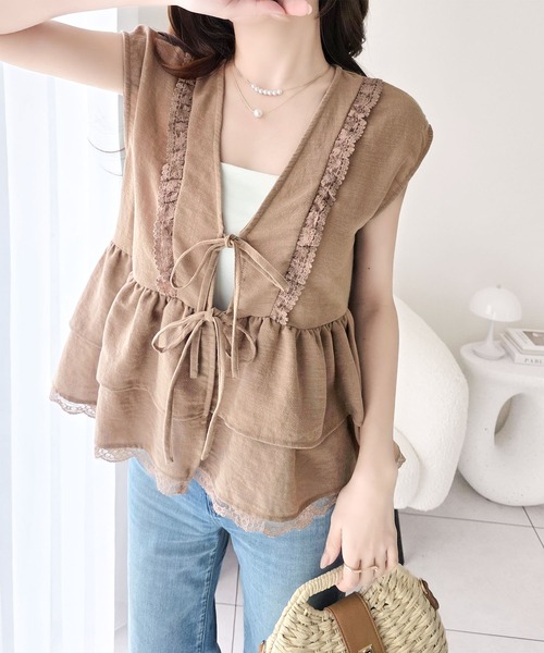 mily bilet ブラウス シャツ 「mily bilet」ふんわり広がるペプラム 