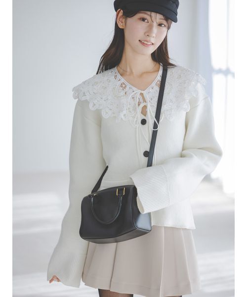 SNIDEL（スナイデル） カーディガン バテンレースカラーニット