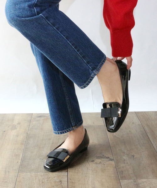 「Fin」 フラットパンプス 24cm ブラック レディース_画像8