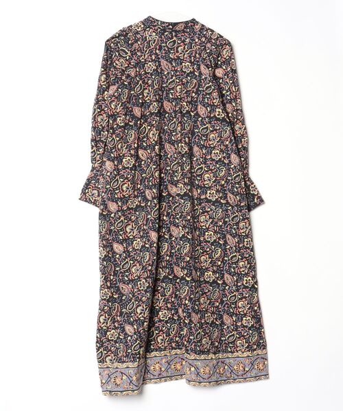 「Freada」 ペイズリー長袖ワンピース ONE SIZE ネイビー レディースの画像