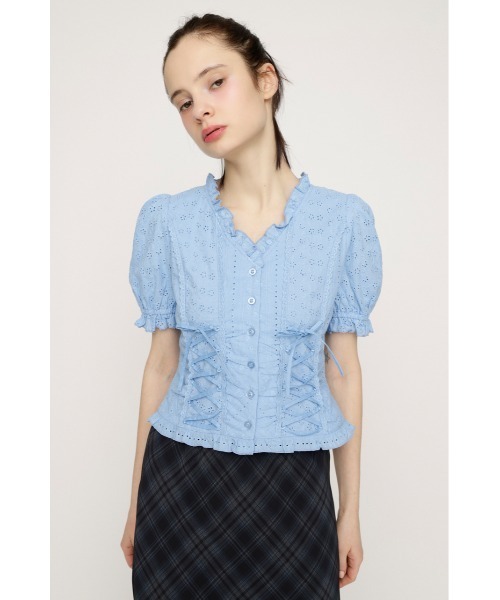 SLY（スライ） ブラウス シャツ COTTON LACE LACE UP BL コットン