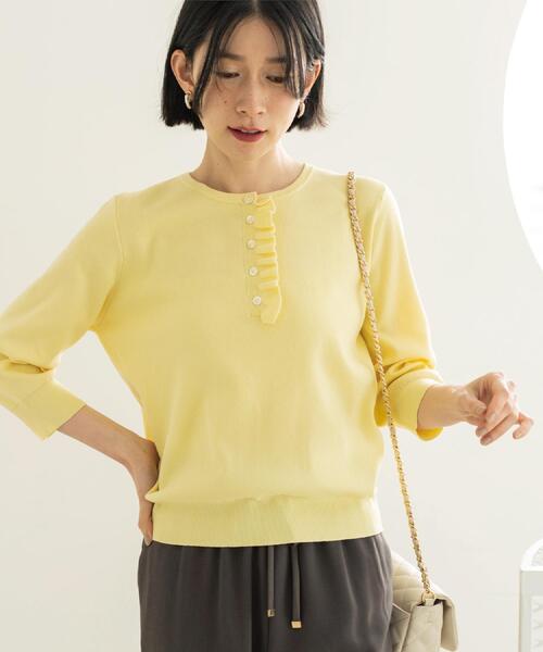 OBLI  19SS シルクニット silk knit イエロー ☆美品 オブリ 中古・古着通販】OBLI (オブリ) シルク混ニット イエロー サイズ