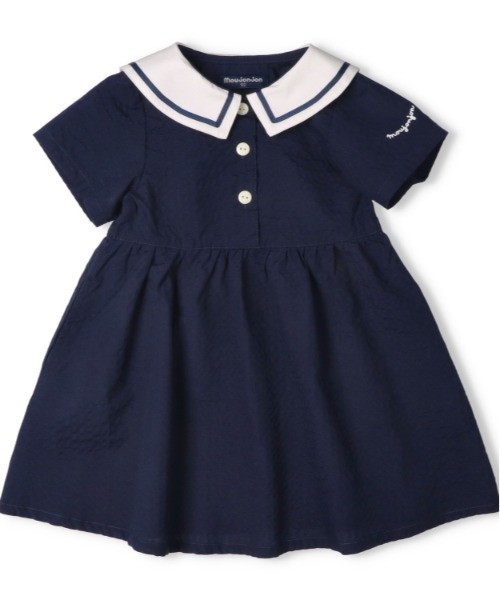 baby Dior セーラー襟 半袖ワンピース moujonjon（ムージョンジョン） ワンピース シアサッカーセーラー衿