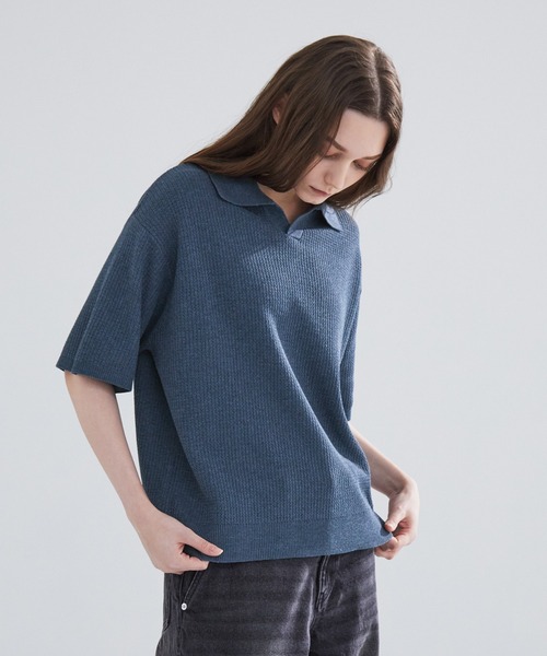 「LUENNA」 半袖ニット M ブラウン メンズ_画像4