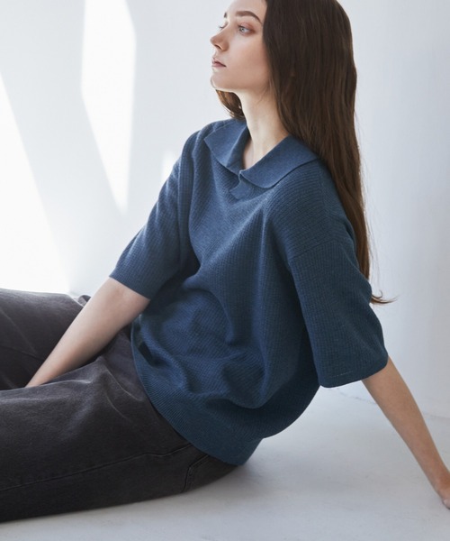 「LUENNA」 半袖ニット M ブラウン メンズ_画像8